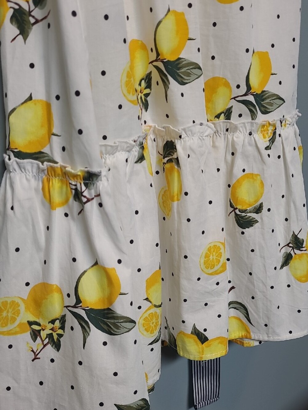 Lemon Print Midi Dress - White/Yellow - Picture 9 of 16